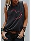 cheap Tank Tops-Women&#039;s Tank Top Vest T shirt Graphic Butterfly Heart Round Neck Print Basic Tops Blue Purple Light gray