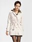 baratos Trench Coats e Casacos Femininos-Mulheres Parque Outono Inverno Primavera Compras Casual Feriado Longo Casaco Casual Casaco Manga Longa Zíper Renda Côr Sólida Exército verde Branco Preto