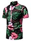 cheap Pants-Men&#039;s Daily Other Prints Shirt Floral Leaves Short Sleeve Print Tops Fashion Hawaiian Beach Black / Summer / Stand Collar