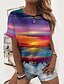 cheap T-Shirts-Women&#039;s Casual Round Neck 3D Scenery Print Tee