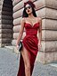cheap Maxi Dresses-Women&#039;s Midi Dress Strap Dress Black Red Apricot Sleeveless Split Solid Color Spaghetti Strap Spring Summer Hot Casual Sexy 2021 S M L / Party