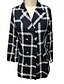 cheap Coats &amp; Trench Coats-Women&#039;s Coat Fall &amp; Winter Work Long Coat Regular Fit Streetwear Jacket Long Sleeve Print Houndstooth Plaid Blue White Black