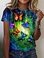preiswerte Super Sale-Damen T Shirt Graphic Schmetterling Täglich Wochenende Bedruckt Blau Kurzarm Basic Rundhalsausschnitt