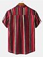 cheap Men&#039;s-Men&#039;s Shirt Striped Turndown Casual Daily Short Sleeve Button-Down Tops Linen Casual Fashion Breathable Comfortable Green Red / Beach