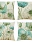 cheap Basic Collection-4 pcs Faux Linen Pillow Cover, Simple Classic Print Art Deco Floral&amp;Plants Zipper Square Traditional Classic