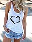 preiswerte Meistverkaufte Oberteile-Damen Muskelshirt Camis T-Shirt Print U-Ausschnitt Grundlegend Herz Oberteile Schwarz Grau Weiß