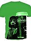 billige Tank Tops-Herre T-shirt Skjorte Farveblok 3D Øl Rund hals Grøn Gul Mørkegrøn Regnbue Plusstørrelser I-byen-tøj Weekend Kortærmet Tøj Basale