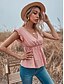baratos Roupa de Mulher-Mulheres Blusa Camiseta Tecido Decote V Básico Moda Blusas Rosa