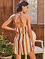 abordables Vêtements Femme-Femme Combishort Rayé Dos Nu Vêtement de rue Epaules Dénudées Droite 30 cm Standard Orange S M L Eté
