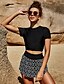 cheap Tankini-Women&#039;s Swimwear Tankini 2 Piece Swimsuit Solid Color Geometric Print Black Bathing Suits Casual Sexy New