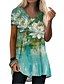 cheap Autumn dress-Women&#039;s Short Mini Dress T Shirt Dress Tee Dress Green White Short Sleeve Print Floral Color Gradient V Neck Summer Casual 2022 S M L XL XXL 3XL