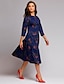 cheap Mother Dresses-Women&#039;s Swing Dress Knee Length Dress Navy Blue 3/4 Length Sleeve Geometric Spring Summer Round Neck Boho Slim S M L XL XXL