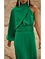 abordables Vestidos de Nochevieja-Mujer Vestido largo maxi Vestido tubo Verde Trébol Sin Mangas Color sólido Cuello halter Otoño Verano Casual 2022 S M L XL