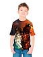 cheap Boys&#039; Tees &amp; Blouses-Kids Boys&#039; T shirt Tee Short Sleeve Wolf 3D Print Animal Unisex Print Orange Children Tops Summer Active Daily Wear Regular Fit 3-12 Years