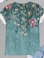 cheap Plus Size Tops-Women&#039;s Plus Size Tops T shirt Floral Graphic Short Sleeve Print Basic Crewneck Cotton Spandex Jersey Daily Holiday Green
