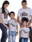 preiswerte New Arrivals-Familienblick Baumwolle T-Shirt Oberteile Täglich Buchstabe Bedruckt Weiß Schwarz Grau Kurzarm Grundlegend Passende Outfits