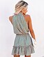 cheap Lace Dresses-Women&#039;s Short Mini Dress Chiffon Dress Green Sleeveless Print Print Summer Holiday Beach Boho 2021 Loose S M L XL