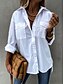abordables Tops &amp; Blouses-Mujer Camisa Sayo Blusa Negro Blanco Botón Bolsillo Plano Trabajo Casual Manga Larga Cuello Camisero Ropa de calle Básico Elegante Ajuste regular