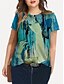 cheap Plus Size Tops-Women&#039;s Plus Size Tops T shirt Graphic Portrait Print Short Sleeve Crewneck Basic Summer Blue Green Big Size XL XXL 3XL 4XL 5XL