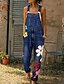abordables Jumpsuits &amp; Rompers-Global Femme Floral Poche Imprimer Décontractée du quotidien Sortie Sans Manches Standard Bleu S