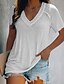 baratos Super Sale-Mulheres Camiseta Túnica Branco Rosa Azul Tecido Cor Sólida Casual Diário Manga Curta Decote V Básico Elegante Longo S