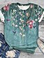 cheap Plus Size Tops-Women&#039;s Plus Size Tops T shirt Floral Graphic Short Sleeve Print Basic Crewneck Cotton Spandex Jersey Daily Holiday Green
