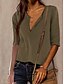 cheap Tops &amp; Blouses-Women&#039;s Blouse Shirt Plain V Neck Basic Streetwear Tops Gray Wine Dark Gray