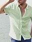 baratos Short Sleeves-Homens Camisa Social camisa de linho camisa de verão camisa de praia Preto Branco Azul Manga Curta Tecido Colarinho Verão Primavera Rua Casual Roupa