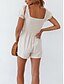 cheap Jumpsuits &amp; Rompers-Women&#039;s Romper Solid Colored Backless Ordinary Square Neck Straight Going out Short Sleeve Regular Fit T-shirt Sleeve White S M L Summer