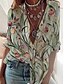 abordables Tops &amp; Blouses-Mujer Flor Casual Diario Flor Manga Larga Blusa Camisa Cuello Mao Estampado Básico Tops Verde Trébol S