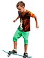 billige T-shirts &amp; Trøjer til Drenge-Børn Drenge T-shirt Kortærmet Ulv 3D-udskrivning Dyr Unisex Trykt mønster Orange Børn Toppe Sommer Aktiv Dagligdagstøj Regulær 3-12 år