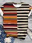 cheap Plus Size Tops-Women&#039;s Plus Size Tops T shirt Striped Graphic Short Sleeve Print Basic Crewneck Cotton Spandex Jersey Daily Holiday Black Rainbow