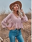cheap Tops &amp; Blouses-Women&#039;s Plain Holiday Going out Weekend 3/4 Length Sleeve Shirt V Neck See Through Sexy Tops Pink S