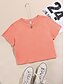 baratos Roupa de Mulher-Mulheres Diário Camiseta Crop Manga Curta Tecido Decote Redondo Básico Blusas Branco Preto Rosa XS