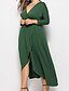 cheap Maxi Dresses-Women&#039;s Plus Size Solid Color Swing Dress V Neck Long Sleeve Party Work Sexy Wedding Fall Spring Vacation Going out Maxi long Dress Dress