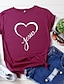 abordables T-shirts-Femme 100% Coton Cœur Noir rose Vin rouge-blanc Jaune-noir Imprimer Manche Courte Casual basique Col Rond