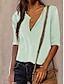cheap Tops &amp; Blouses-Women&#039;s Blouse Shirt Plain V Neck Basic Streetwear Tops Gray Wine Dark Gray