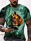 billige Men&#039;s-Herre T-Shirts T-shirt Skjorte Grafiske tryk Poker 3D-udskrivning Rund hals Daglig Ferie Kortærmet Trykt mønster Toppe Afslappet Årgang Klassisk Designer Grøn / Sommer