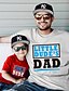 cheap New Arrivals-Dad and Son Cotton T shirt Tops Daily Letter Print White Black Gray Short Sleeve Active Matching Outfits