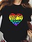 abordables T-shirts-T-shirt Femme Fin de semaine Fête de la fierté Fierté LGBT Peinture Manches Courtes à imprimé arc-en-ciel Cœur Col Rond Imprimer basique Fierté LGBT Blanche Noir Hauts Standard