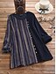 cheap Best Selling Plus Size-Women&#039;s Striped Daily Weekend Long Sleeve Blouse Shirt Round Neck Button Print Ethnic Casual Tops Blue Wine Khaki M / 3D Print