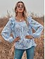 abordables Tops &amp; Blouses-Mujer Blusa Plano Manga Larga Escote en U Básico Moda Tops Azul Piscina