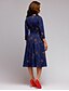 cheap Mother Dresses-Women&#039;s Swing Dress Knee Length Dress Navy Blue 3/4 Length Sleeve Geometric Spring Summer Round Neck Boho Slim S M L XL XXL