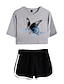cheap Two Piece Sets-Women Basic Streetwear Butterfly Casual Vacation Two Piece Set Tracksuit T shirt Loungewear Shorts Jogger Pants Drawstring Print Tops