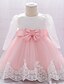 cheap Bottoms-Baby Girls&#039; Children&#039;s Day Dress Fashion Cute Formal Formal Party Anniversary White Pink Wine Floral Mesh Embroidered Beaded Long Sleeve Knee-length