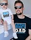cheap New Arrivals-Dad and Son Cotton T shirt Tops Daily Letter Print White Black Gray Short Sleeve Active Matching Outfits