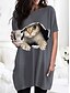 cheap T-Shirts-Women&#039;s Cat Graphic Patterned Casual Daily 3D Cat Short Sleeve T shirt Dress Tunic Round Neck Pocket Print Basic Essential Tops Black Gray Wine S / 3D Print