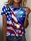 billige Bedst sælgende toppe-Dame T-shirt Stribet Amerikansk flag Nationalflag Blå Trykt mønster Kortærmet Weekend Uafhængighedsdagen Basale Rund hals Regulær