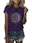 abordables Camiseta-vive por el sol amor por la luna camisetas gráficas mujeres sol y luna camiseta casual de manga corta estampada (s, rojo)