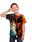 billige T-shirts &amp; Trøjer til Drenge-Børn Drenge T-shirt Kortærmet Ulv 3D-udskrivning Dyr Unisex Trykt mønster Orange Børn Toppe Sommer Aktiv Dagligdagstøj Regulær 3-12 år